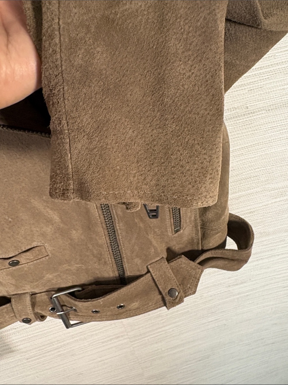 Blank NYC Taupe Suede Moto Jacket with Belt - Picture 4 of 5